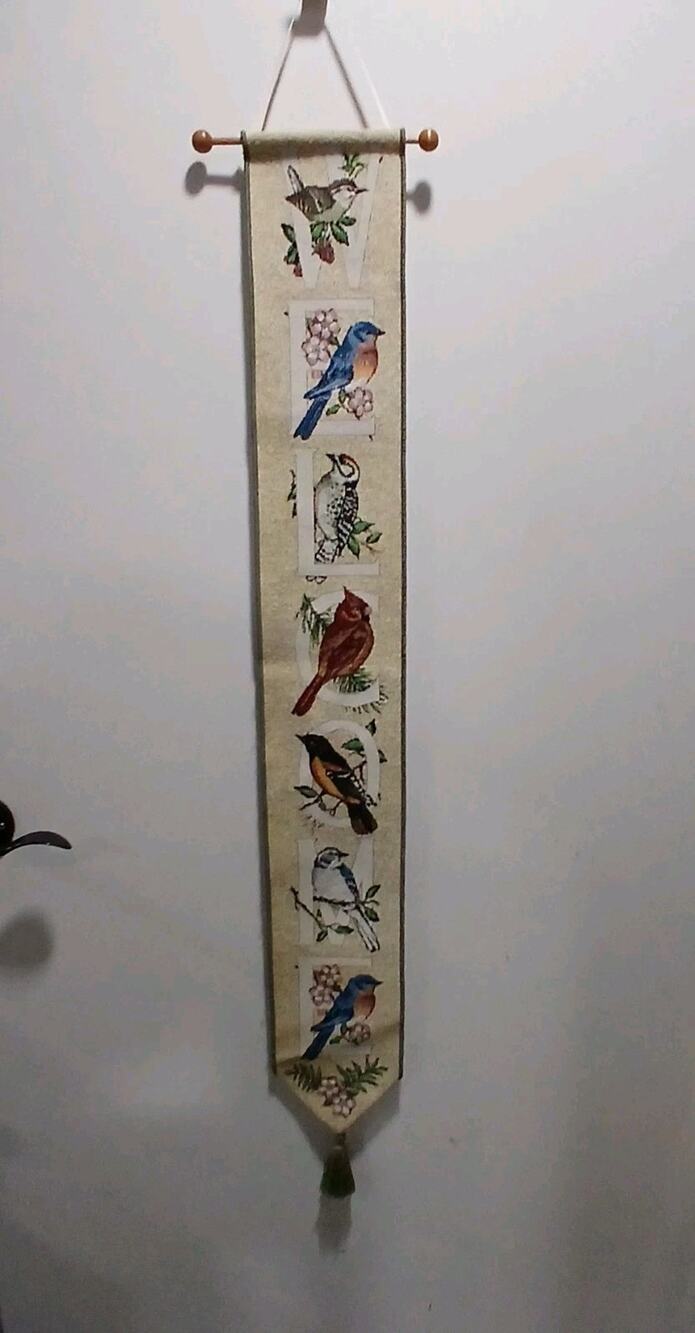 N F Shumaker Pallen Welcome Bird Tapestry Wall Hanger Bird Watchers Alphabet...